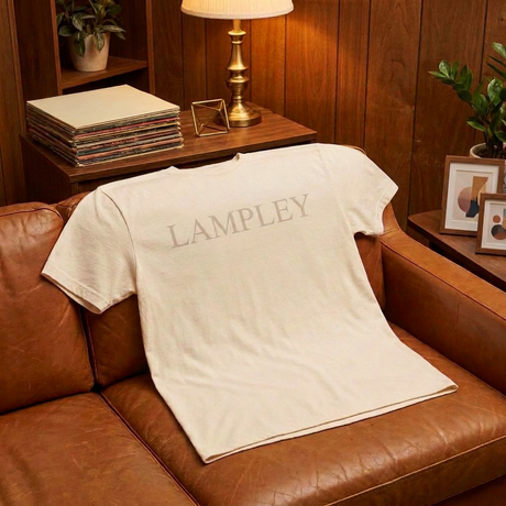 Lampley Cream Unisex T-Shirt in a vintage den