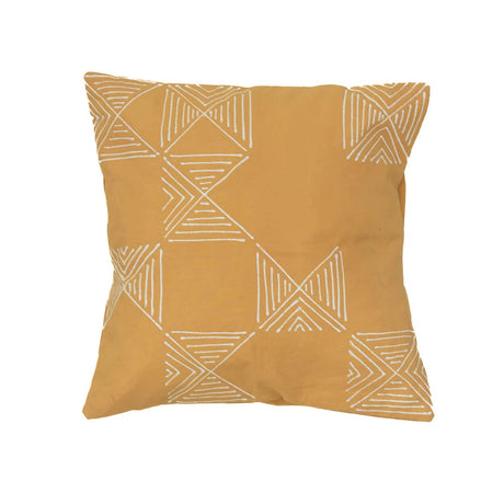 Matika mustard mudcloth pillow cover with white crackle grid