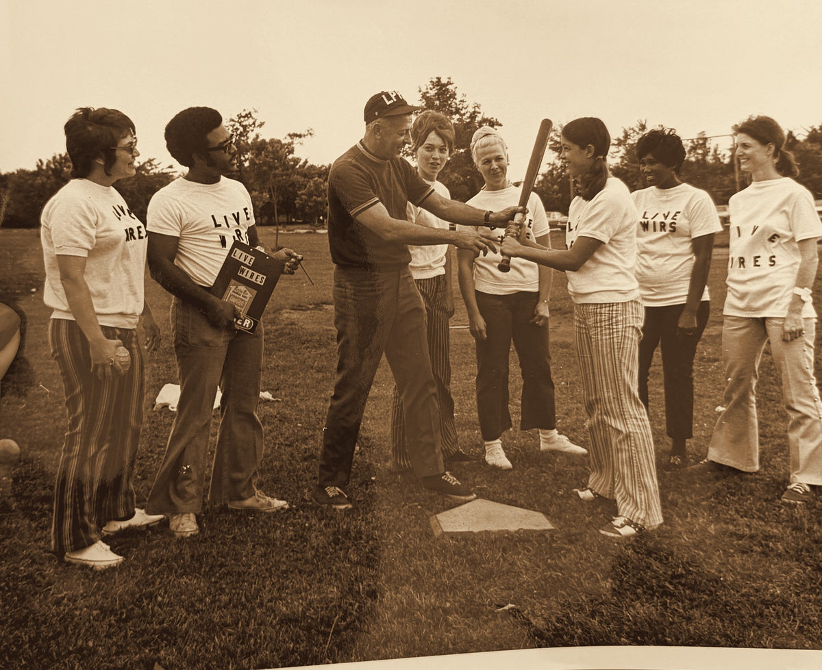 Lou Lampley with his company softball team