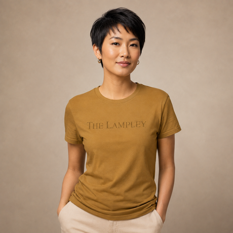 The Lampley gold unisex t-shirt with embroidered logo